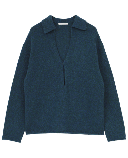 WOOL CASHMERE KEY NECK PULLOVER 詳細画像 ネイビー 1