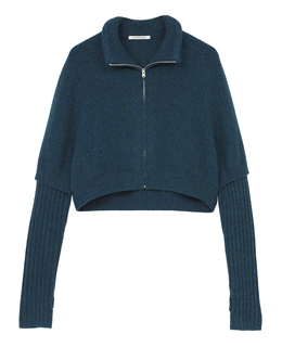 WOOL CASHMERE ZIP SHORT CARDIGAN