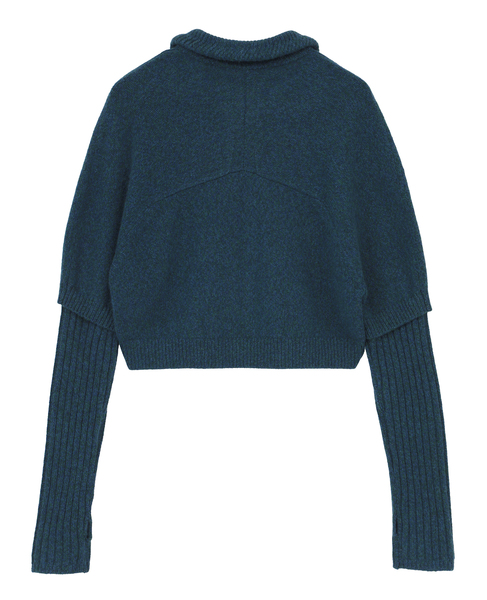 WOOL CASHMERE ZIP SHORT CARDIGAN 詳細画像 ネイビー 2