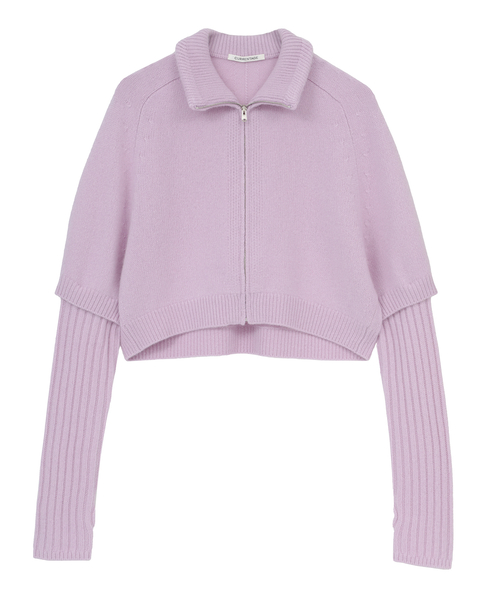 WOOL CASHMERE ZIP SHORT CARDIGAN 詳細画像 パープル 1