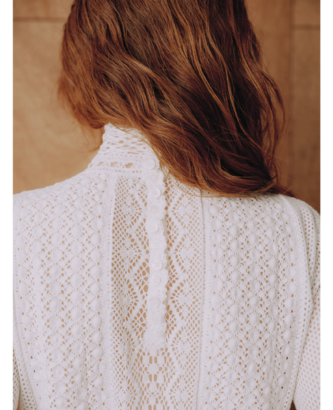【CURRENTAGE/カレンテージ】LACE COMBI HIGH NECK PULLOVER 詳細画像 ホワイト 3