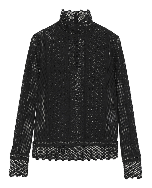 【CURRENTAGE/カレンテージ】LACE COMBI HIGH NECK PULLOVER 詳細画像 ブラック 1
