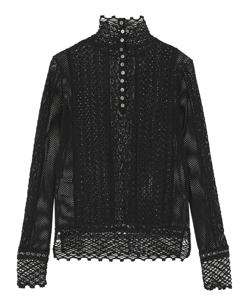 【CURRENTAGE/カレンテージ】LACE COMBI HIGH NECK PULLOVER 詳細画像 ブラック 2