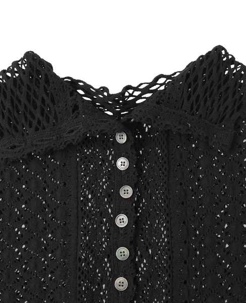 【CURRENTAGE/カレンテージ】LACE COMBI HIGH NECK PULLOVER 詳細画像 ブラック 7