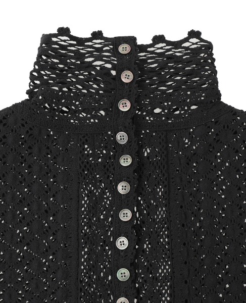 【CURRENTAGE/カレンテージ】LACE COMBI HIGH NECK PULLOVER 詳細画像 ブラック 8
