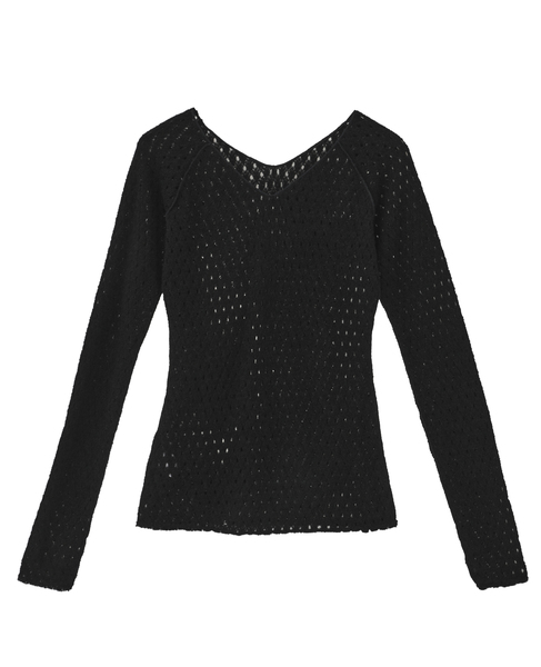 WOOL NYLON RUSSEL V-NECK PULLOVER 詳細画像 ブラック 1