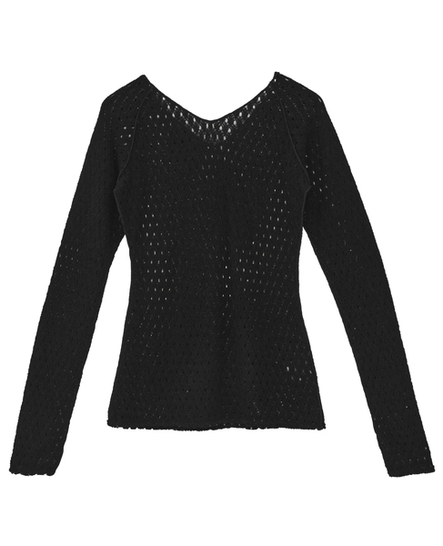 WOOL NYLON RUSSEL V-NECK PULLOVER 詳細画像 ブラック 2