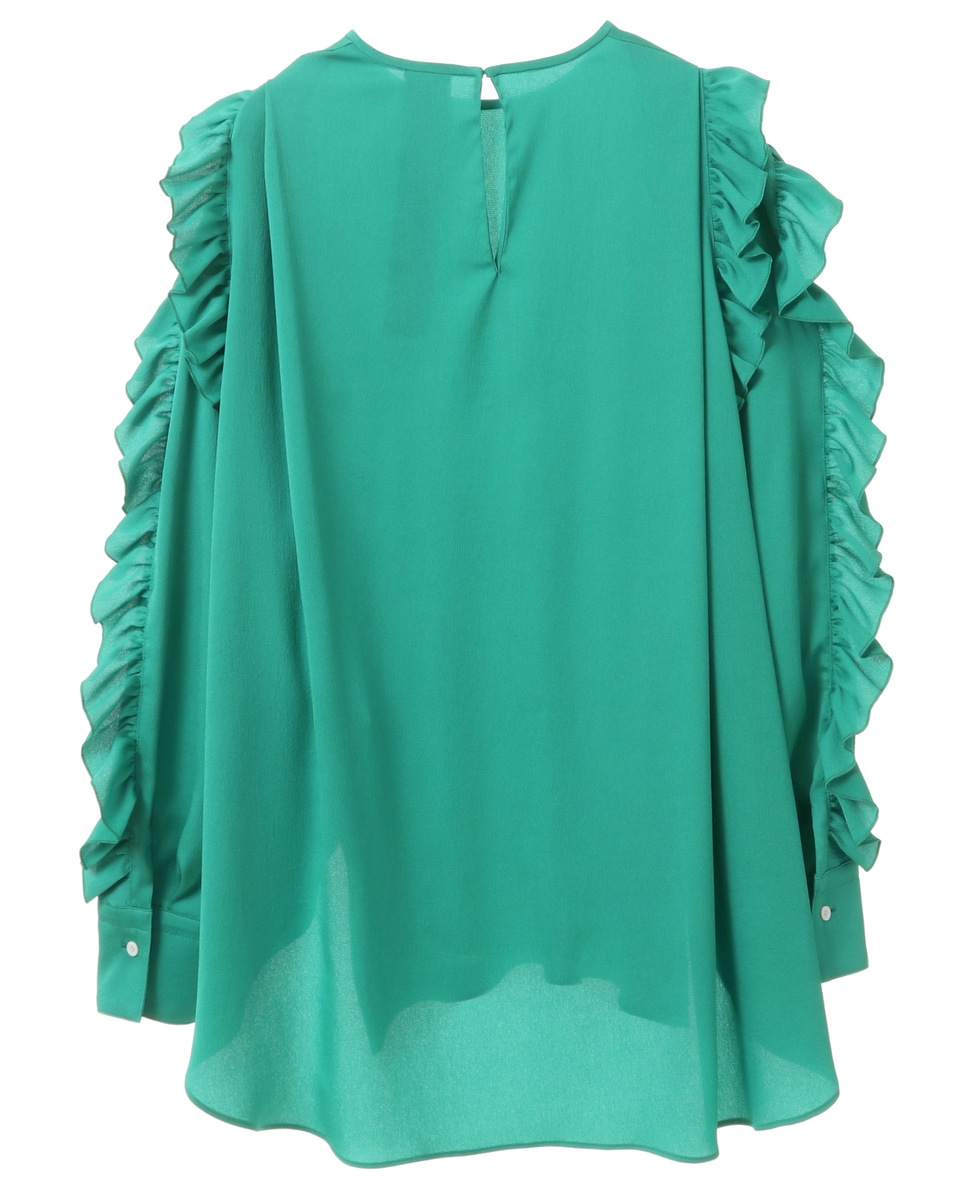 DOMELLE ドメル シャツ ブラウス ラッフルスリーブ 黒 フリル M DOMELLE（ドメル）/RUFFLE SLEEVE BLOUSE｜martinique