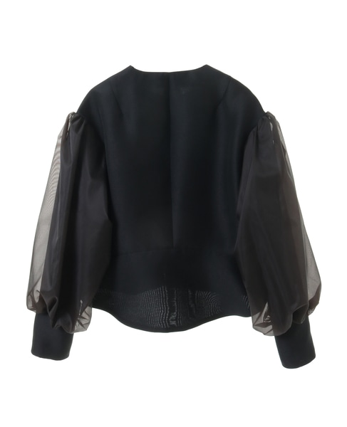 【DOMELLE/ドメル】ORGANDY SLEEVE JACKET 詳細画像 ブラック 2