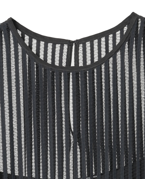 【DOMELLE/ドメル】STRIPE LACE DRESS 詳細画像 ブラック 3