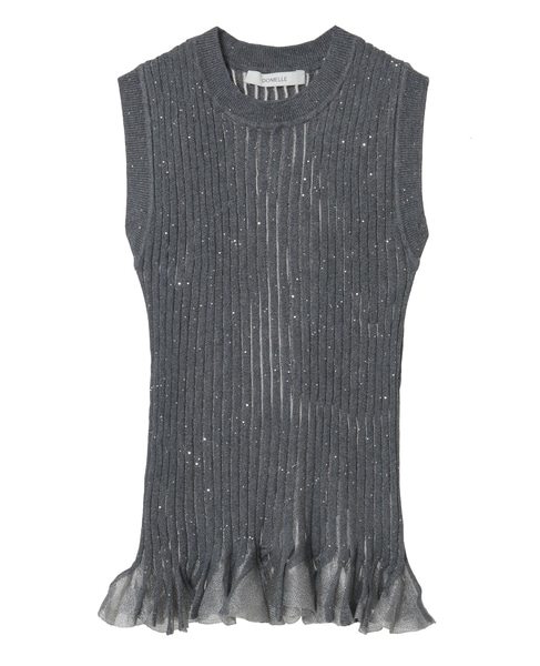【DOMELLE/ドメル】SPANGLE SLEEVELESS TOP 詳細画像 グレー 1