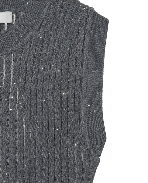 【DOMELLE/ドメル】SPANGLE SLEEVELESS TOP 詳細画像 グレー 4