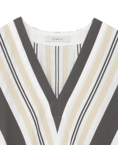 【DOMELLE/ドメル】BIG STRIPE DRESS 詳細画像 グレー 3