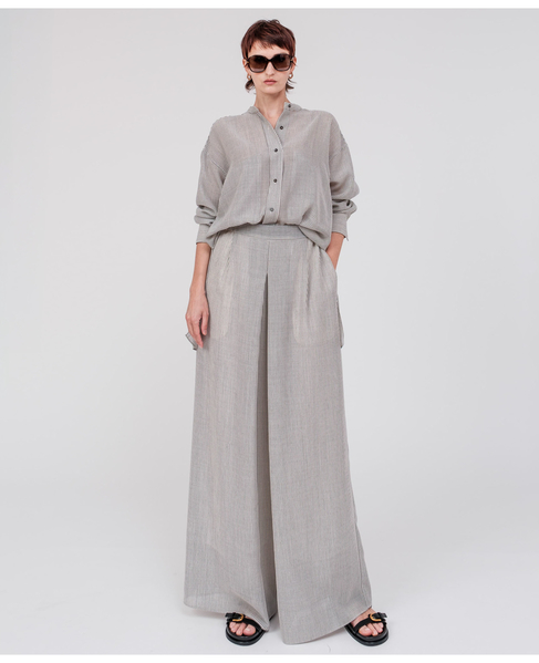 【DOMELLE/ドメル】WOOL BLEND VOIL SHIRT 詳細画像 ストライプ 8