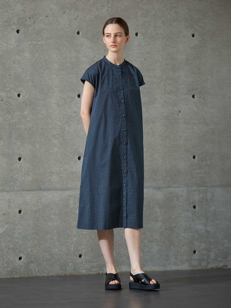 Band Collar Shirt Dress