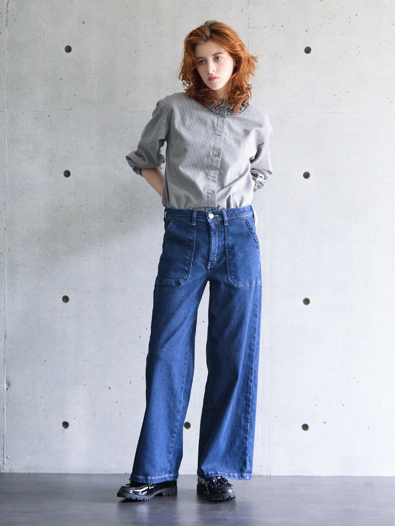 INDIGO WIDE BAKER PANTS