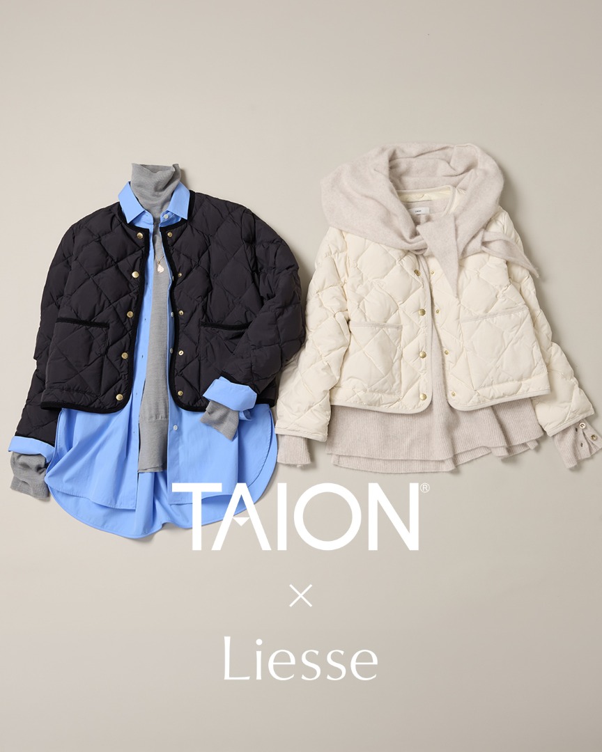 Liesse別注・TAIONのノーカラーキルティングブルゾン