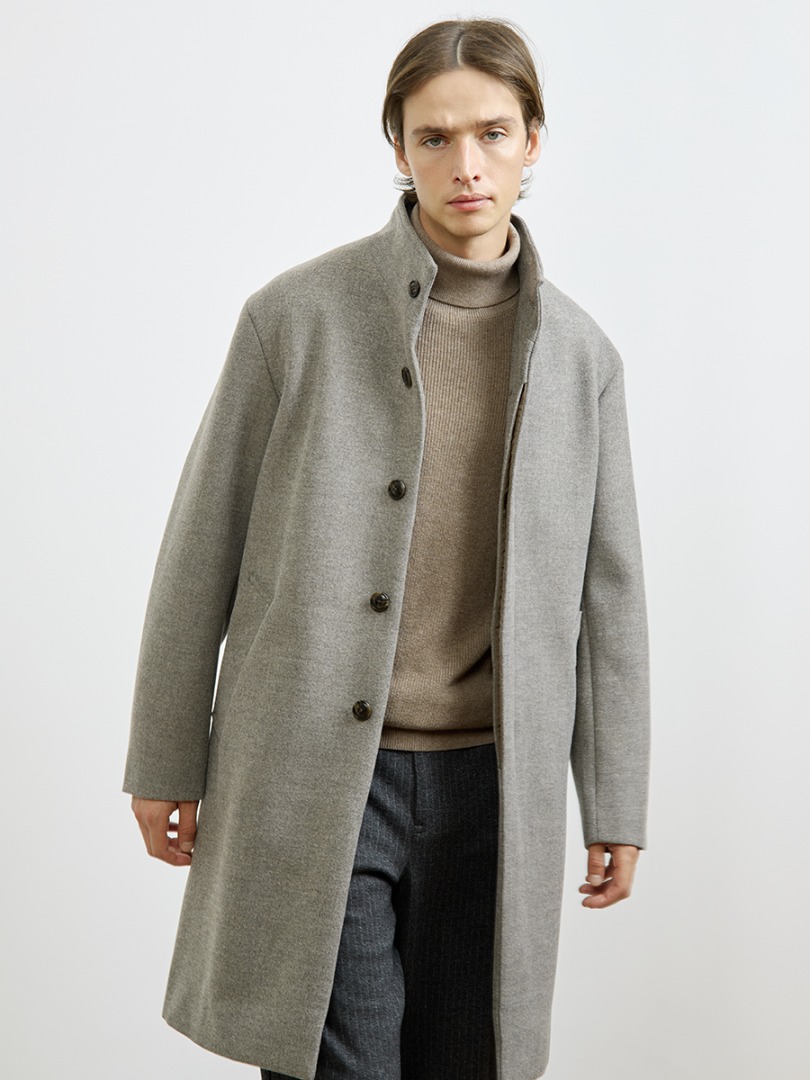 MEN'S MELROSE ライトツィードボンディングスタンドカラーコート ディテール