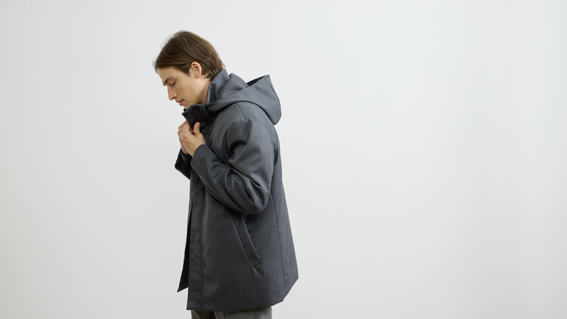MEN'S MELROSE シャークスキンボンディングフーデットブルゾン イメージビジュアル