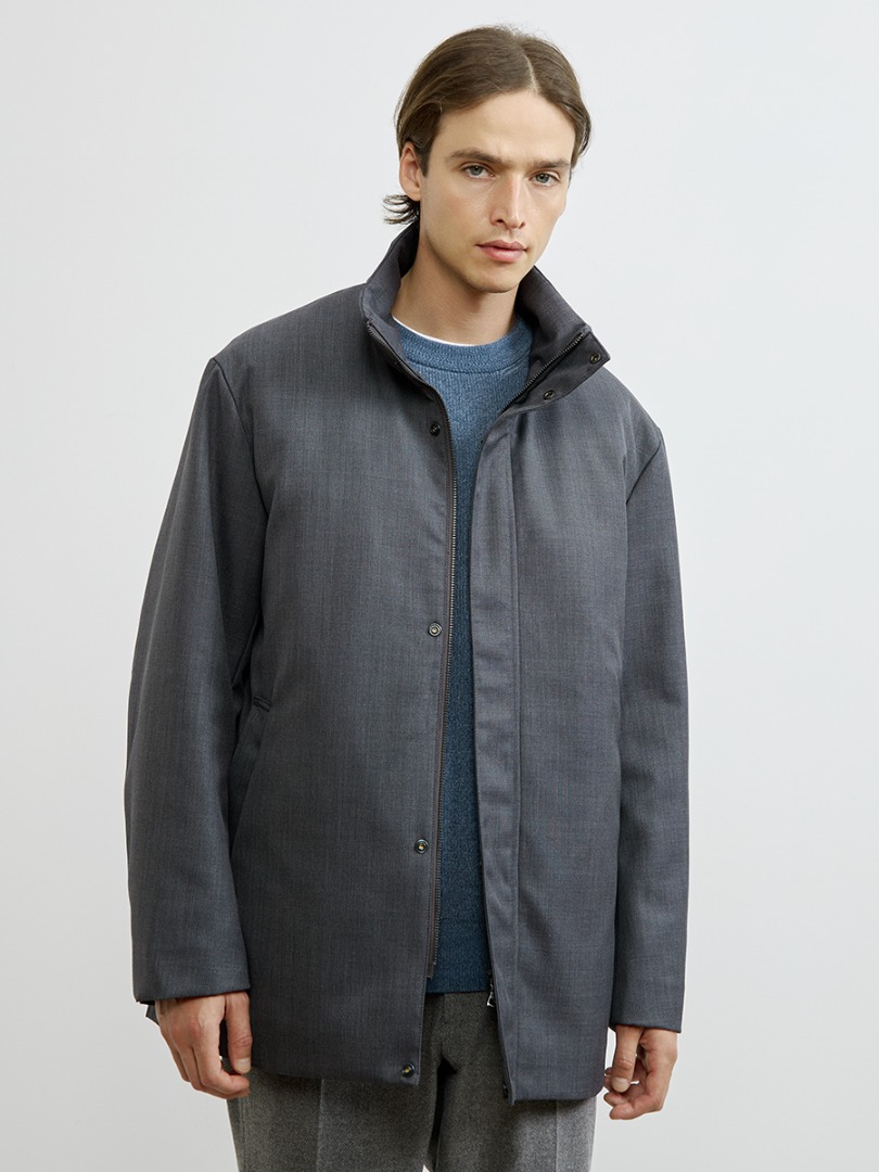 MEN'S MELROSE シャークスキンボンディングフーデットブルゾンフード ディティール